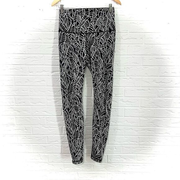 Lululemon Wunder Under Pant Full On Luxtreme Roll Down Pretty Palm Black Size 6 - Picture 1 of 7